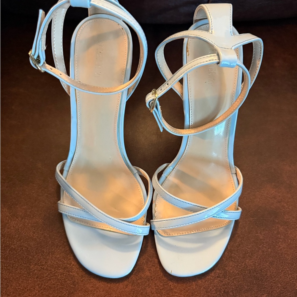 Forever 21 White Strappy Heels